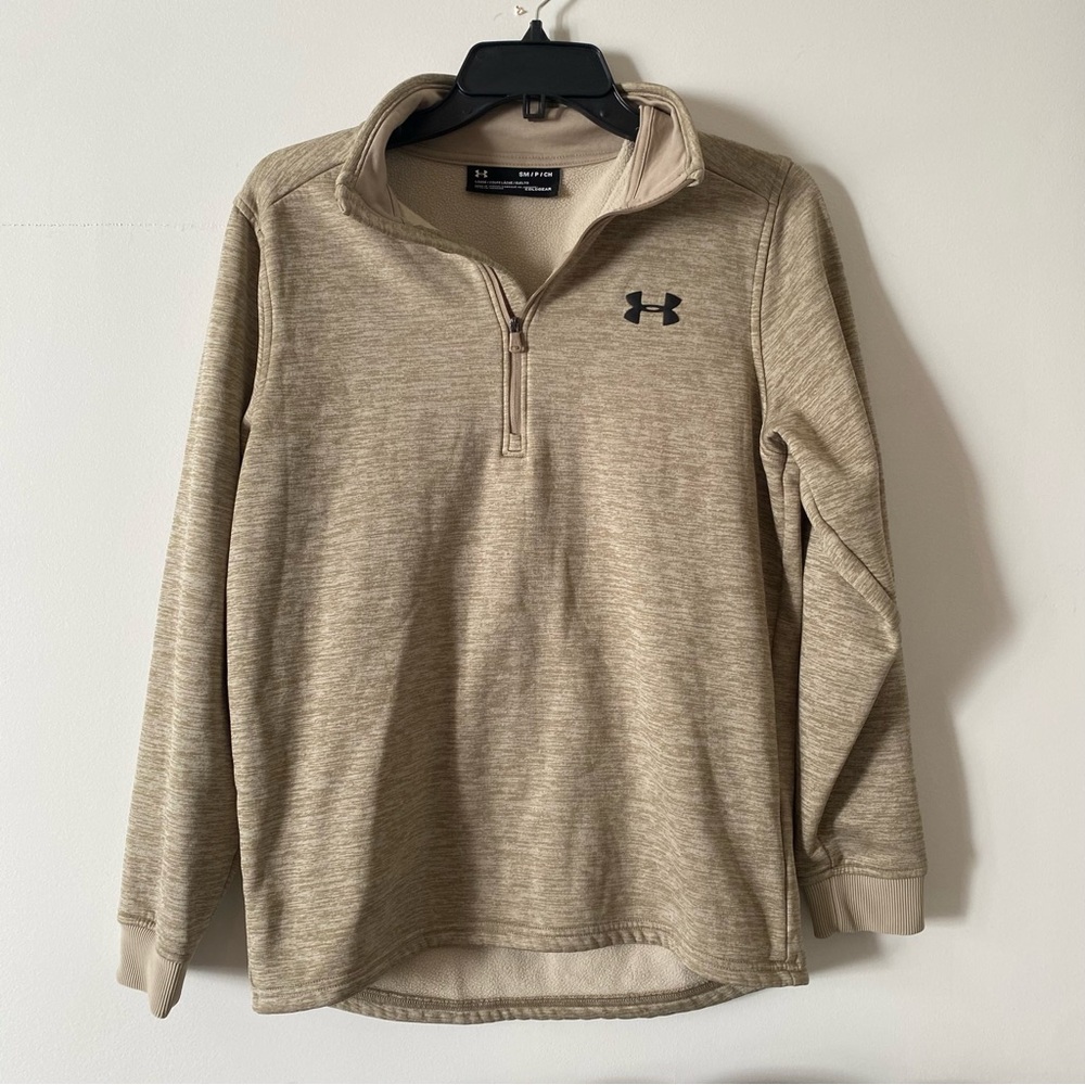 Under Armour ColdGear Women's Small Beige Heathered 1/4 Zip‎ Pullover Top